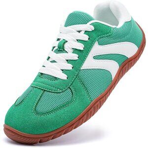 Women's White Green Barefoot Casual Lace Up Retro Zero Drop Fashion Sneaker